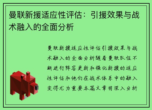 曼联新援适应性评估:引援效果与战术融入的全面分析 曼联新援适应性评估:引援效果与战术融入的全面分析